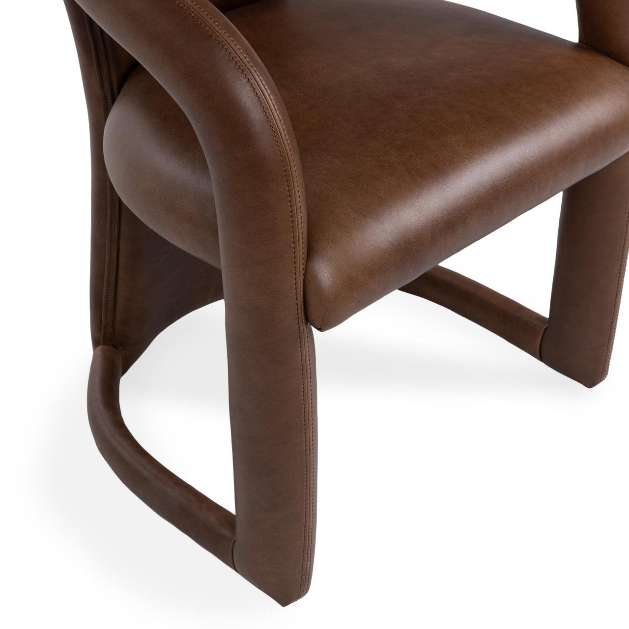 Archie Brown Leather Barrel Back Dining Chair