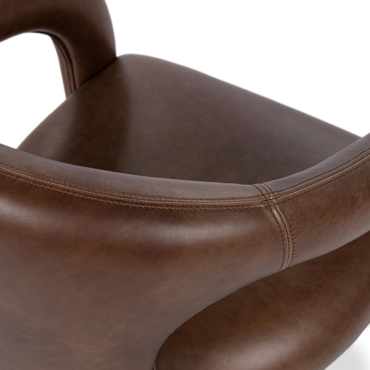 Archie Brown Leather Barrel Back Dining Chair