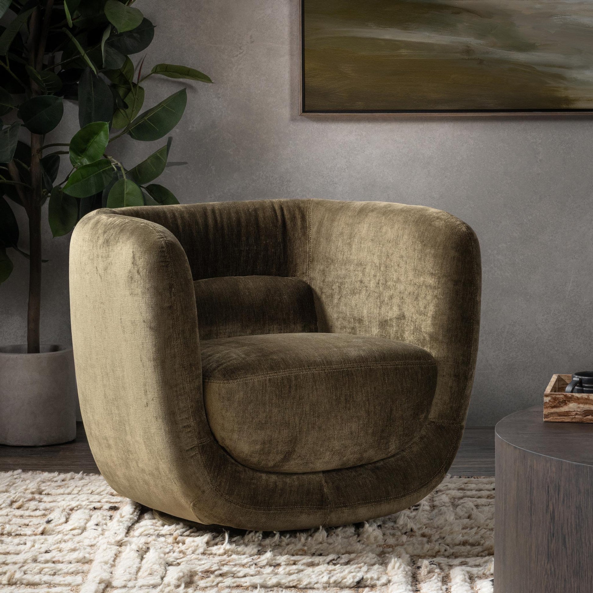 Nico Swivel Chair - Olive Green