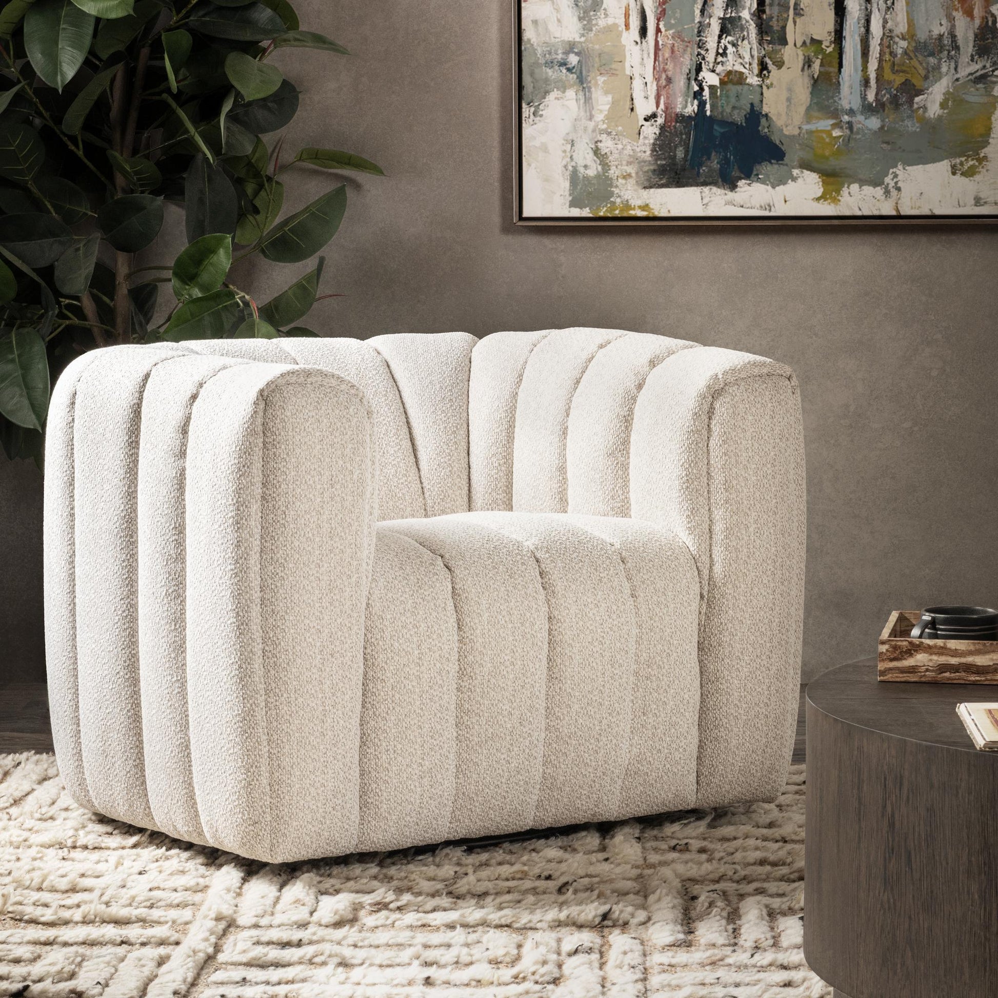 Lexa Swivel Chair - Cream