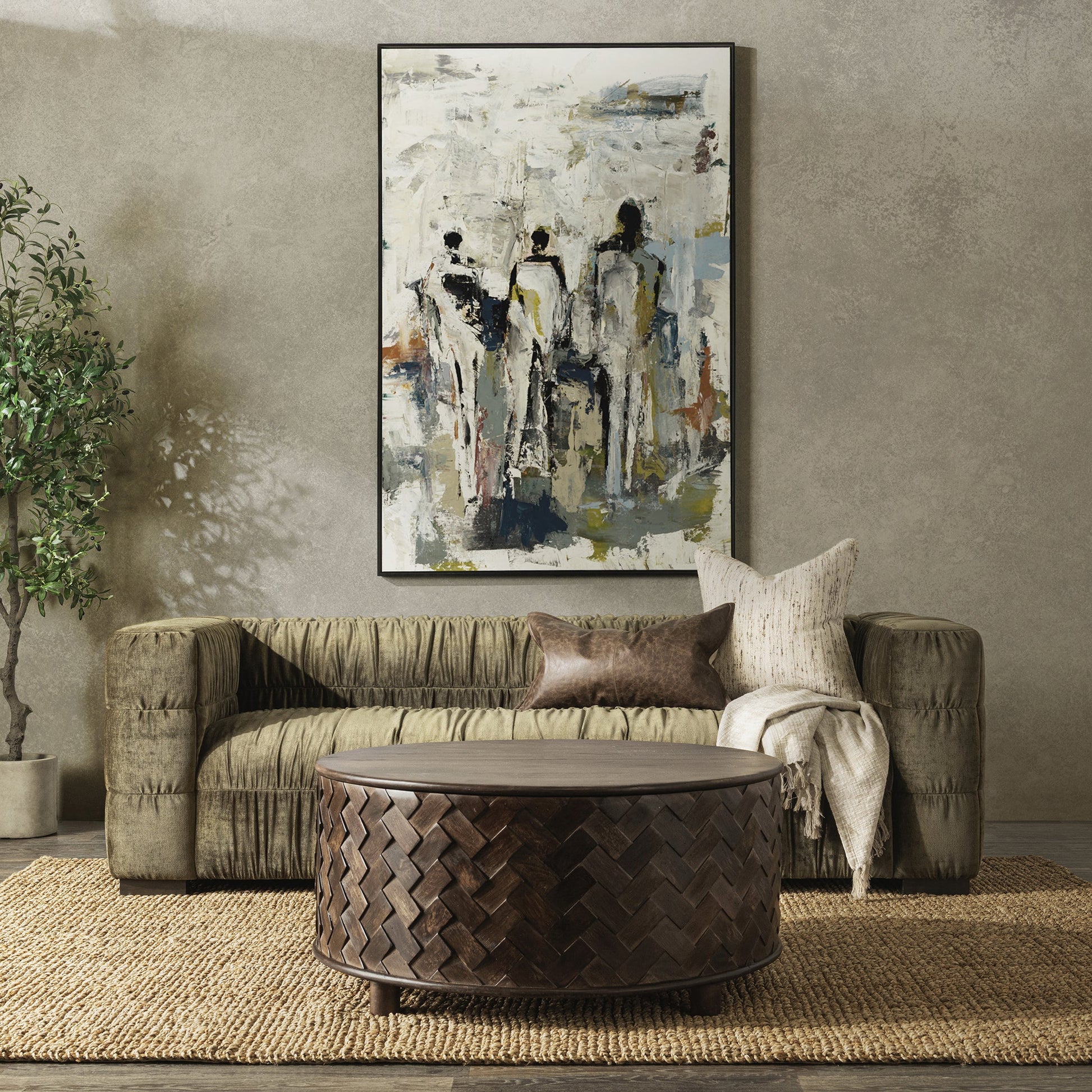 Afeela Upholstered Sofa - Olive Green