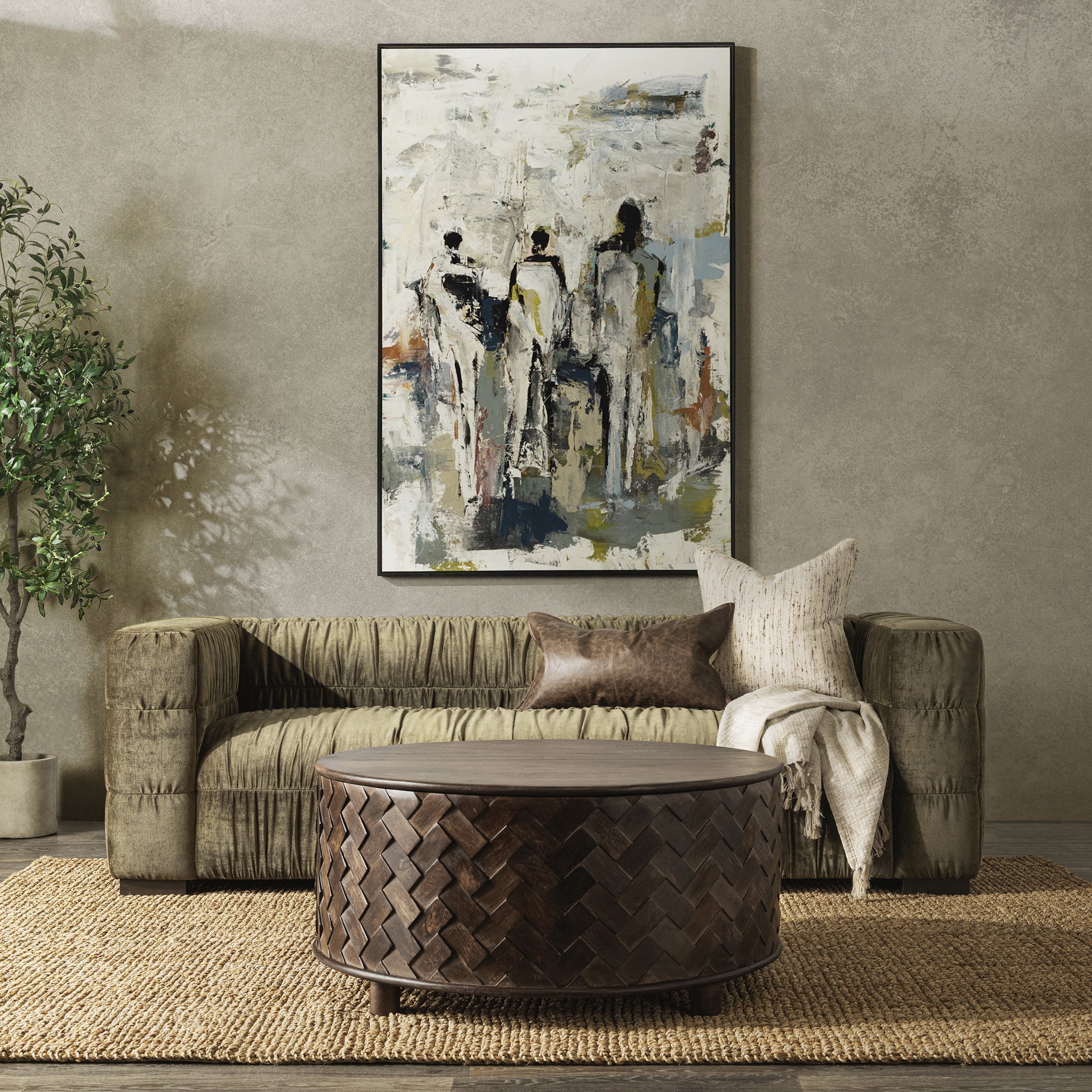 Afeela Upholstered Sofa - Olive Green
