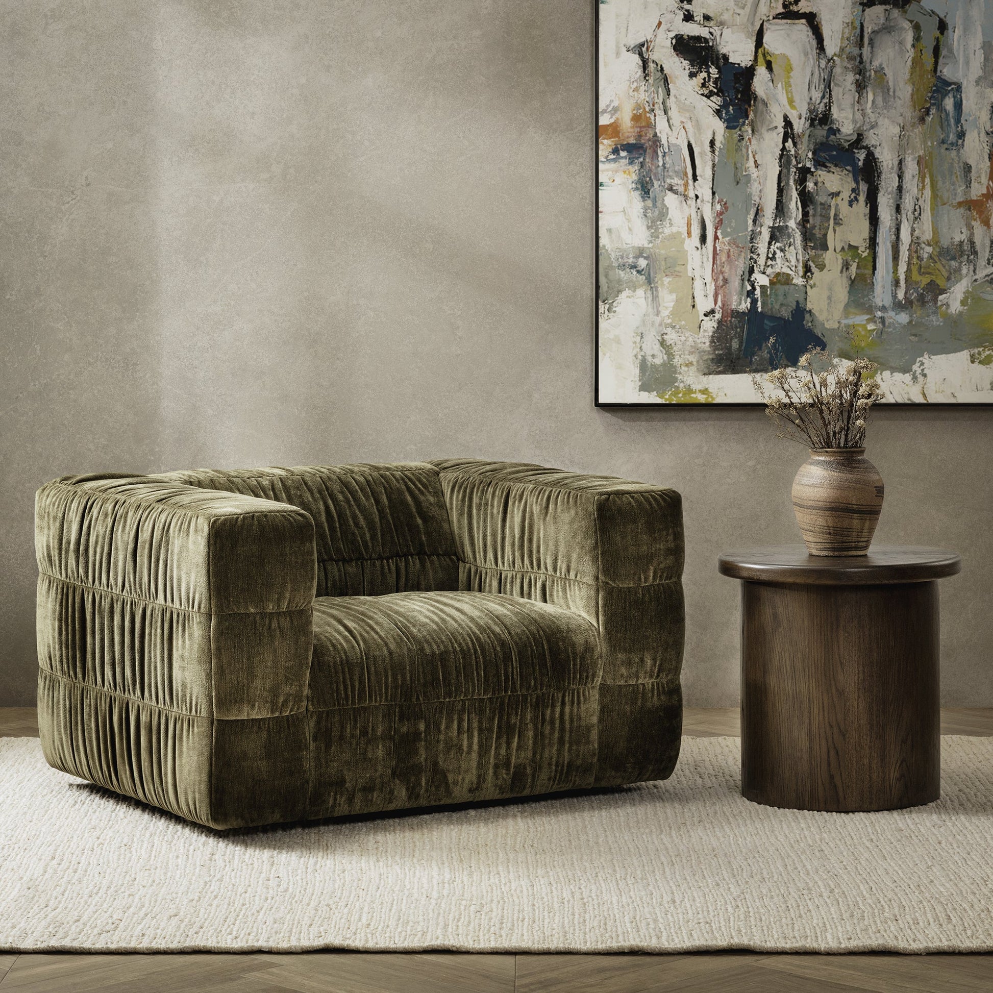 Afeela Swivel Chair - Olive Green