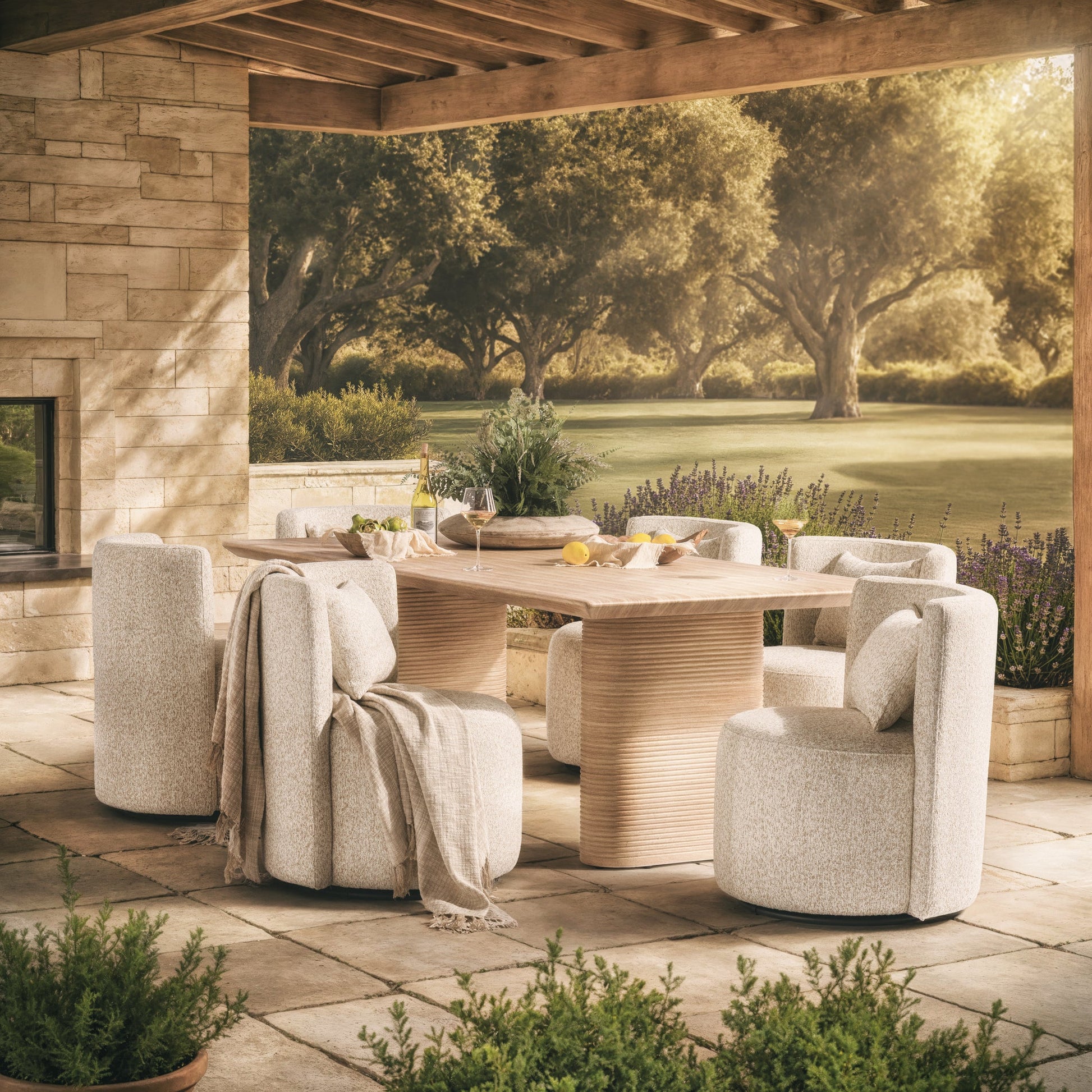 Solano Outdoor Swivel Dining Chair - Hushed Oat