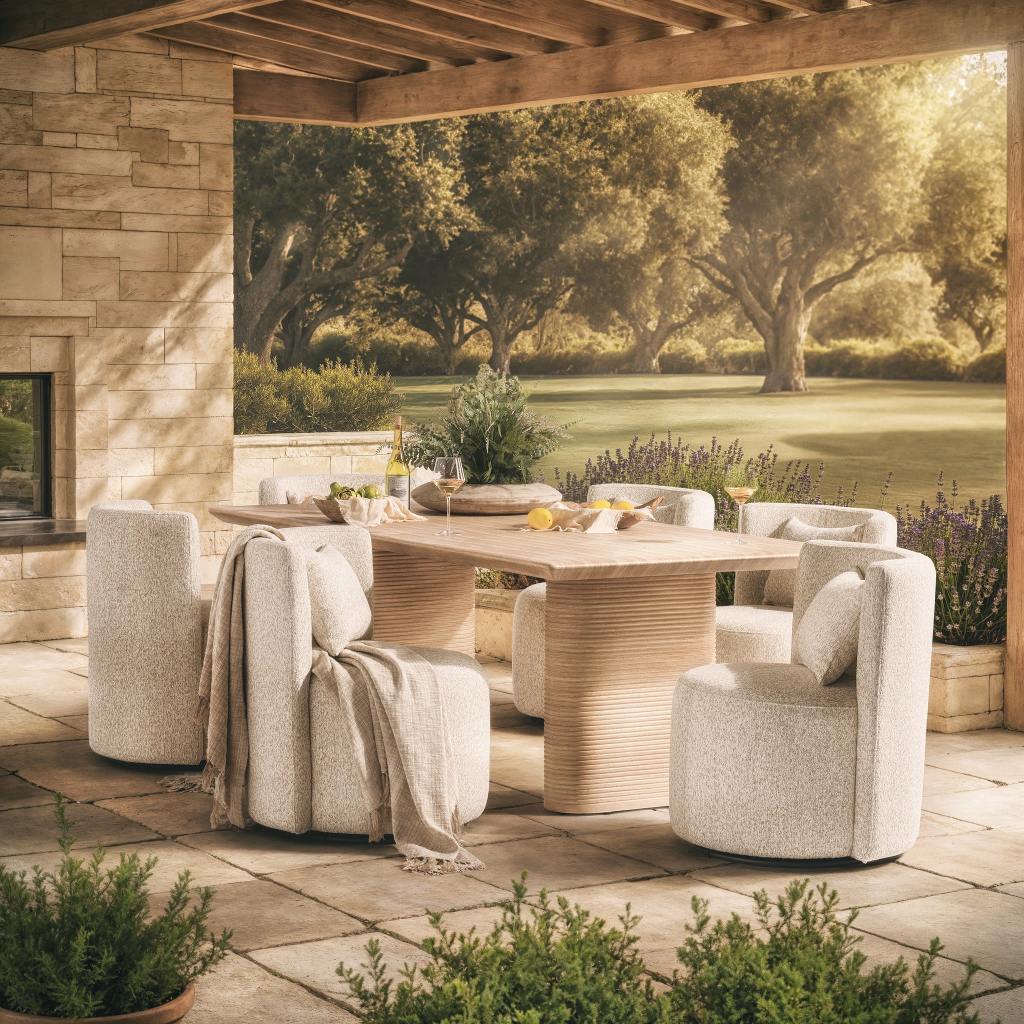Solano Outdoor Swivel Dining Chair - Hushed Oat