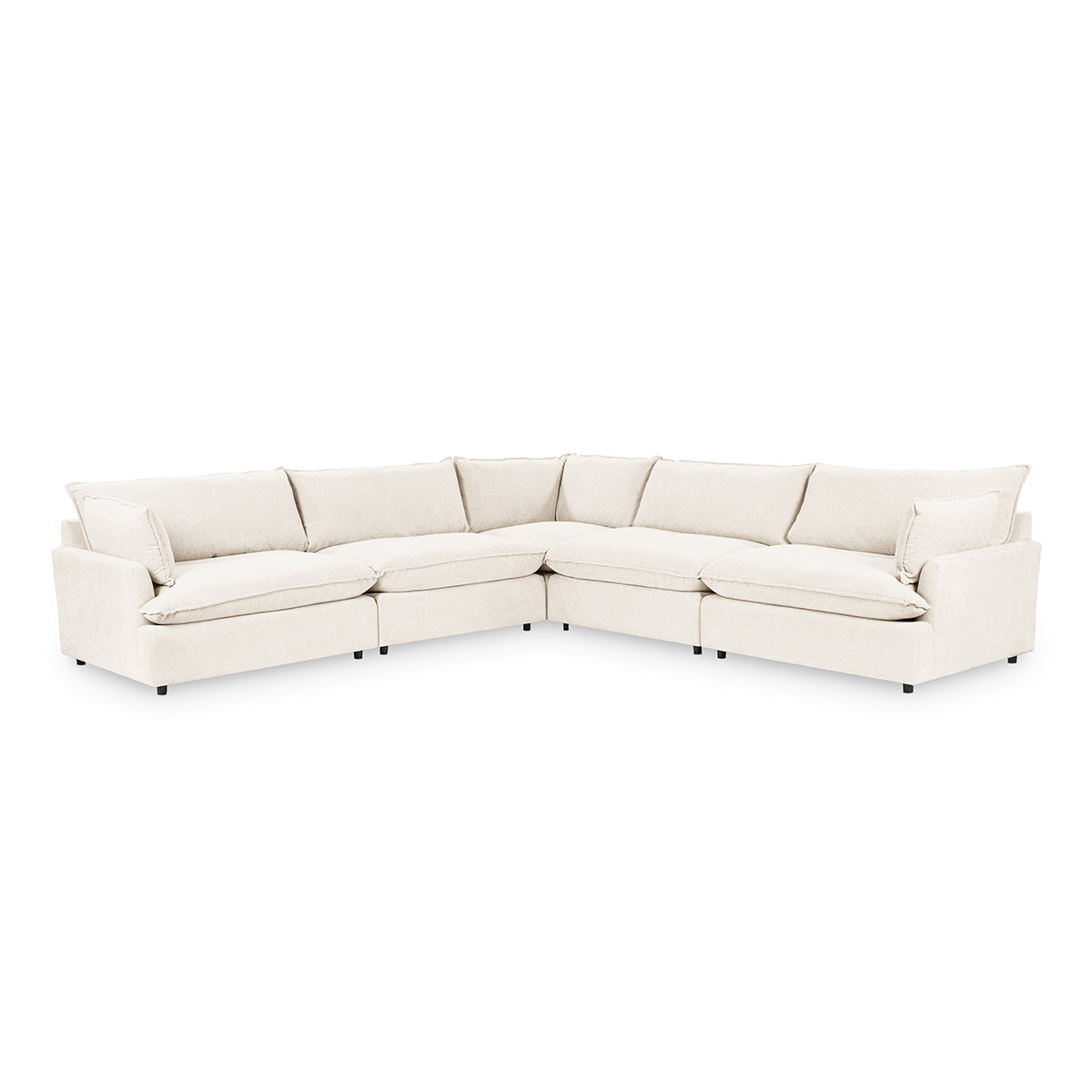 Caplan 5 Piece Sectional - Ivory / Polyester - Classic Home 5308SC5EIV