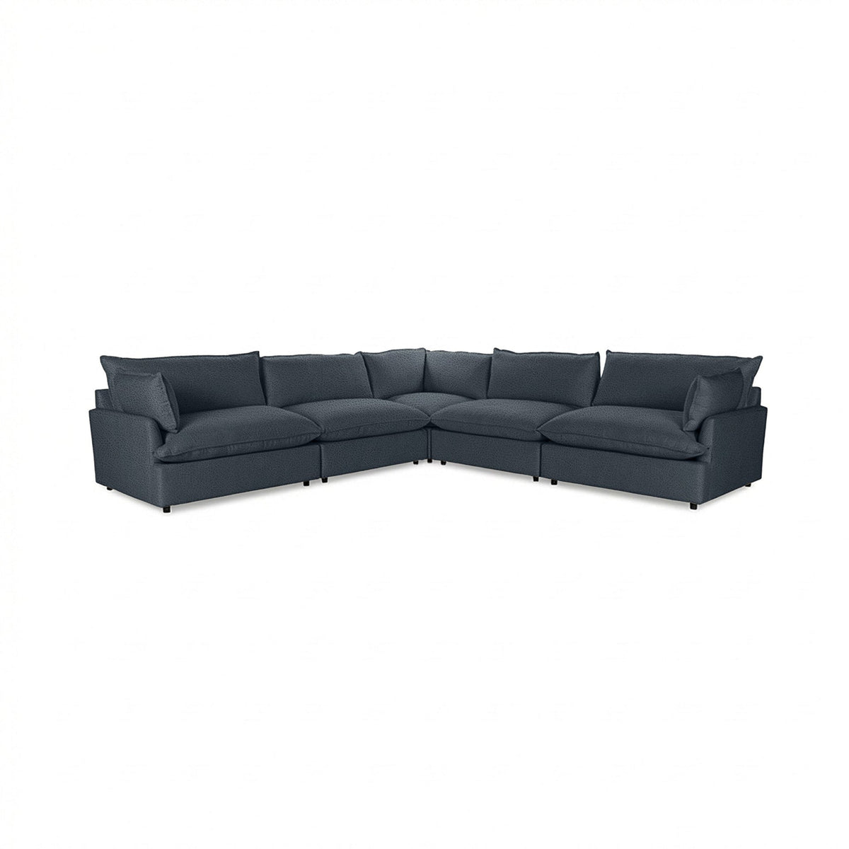 Caplan 5 Piece Sectional - Navy / Leather - Classic Home 5308SC5EPNA