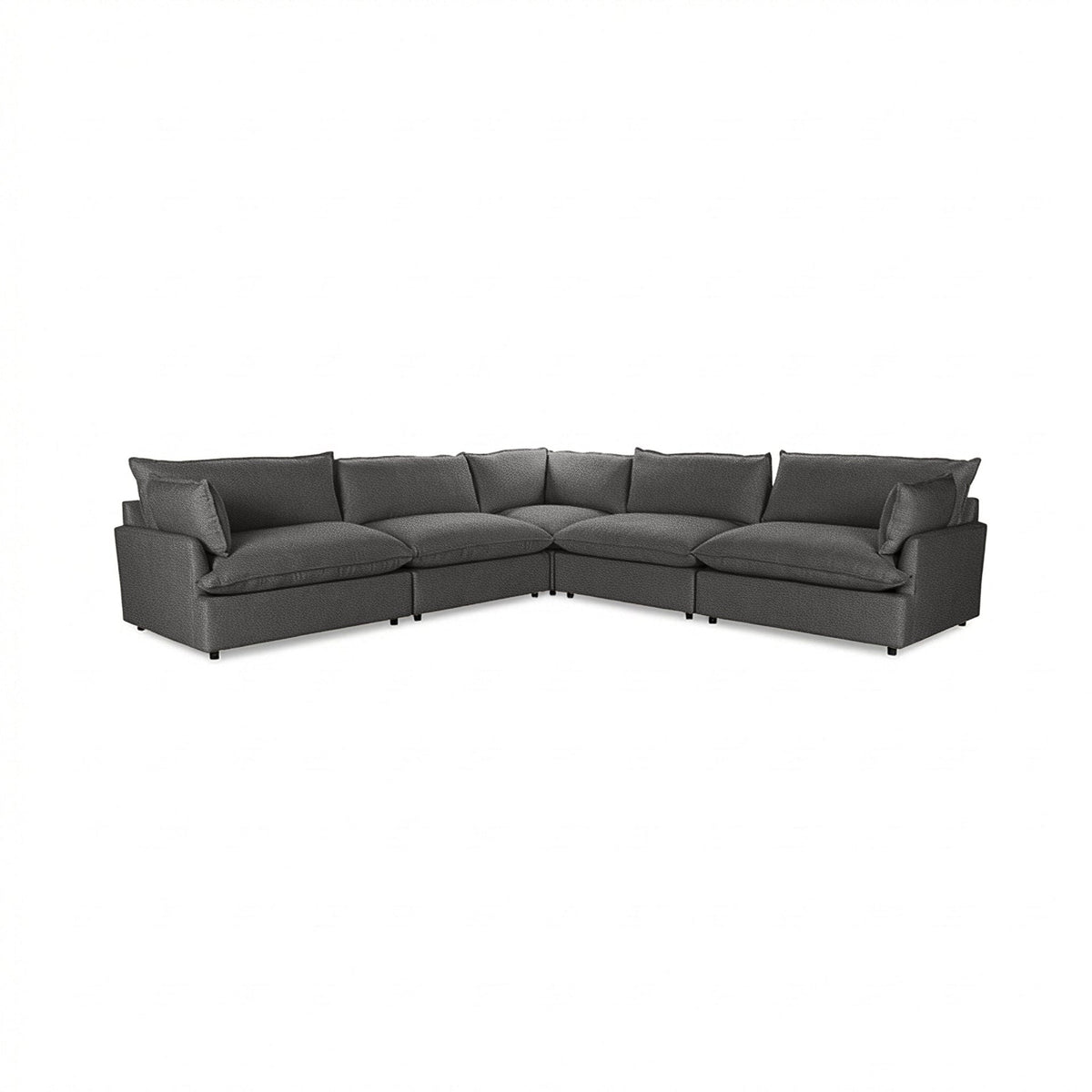 Caplan 5 Piece Sectional - Gray / Leather - Classic Home 5308SC5LGR