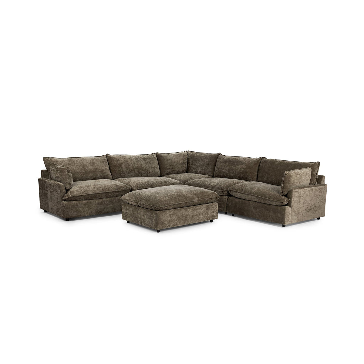 Caplan 6 Piece Sectional with Ottoman - Putty / Polyester - Classic Home 5308SC62001