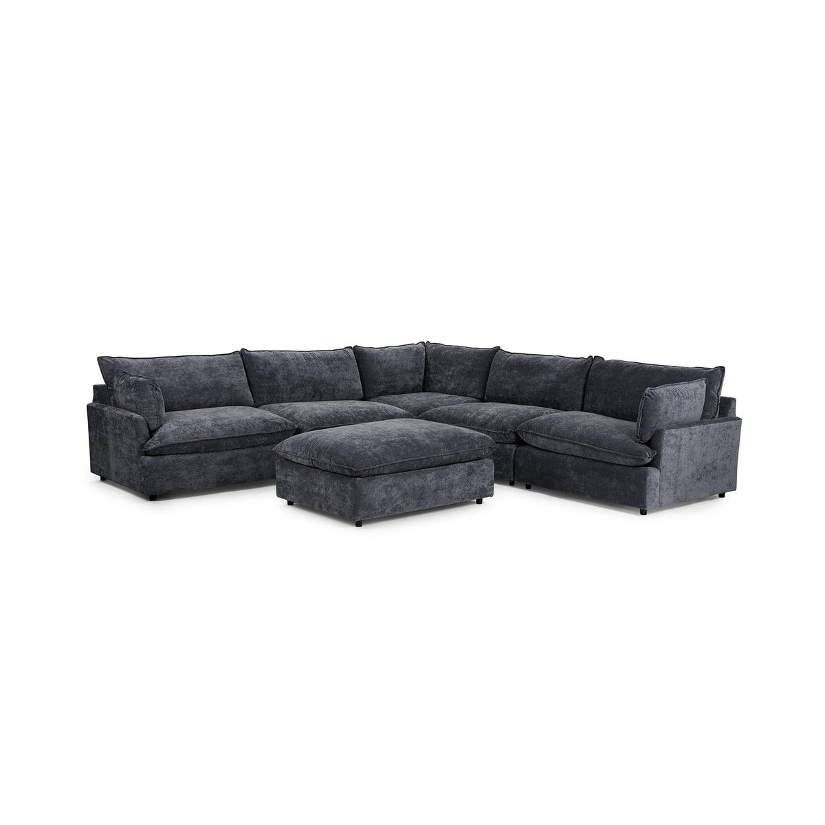 Caplan 6 Piece Sectional with Ottoman - Pacific Blue / Polyester - Classic Home 5308SC622003
