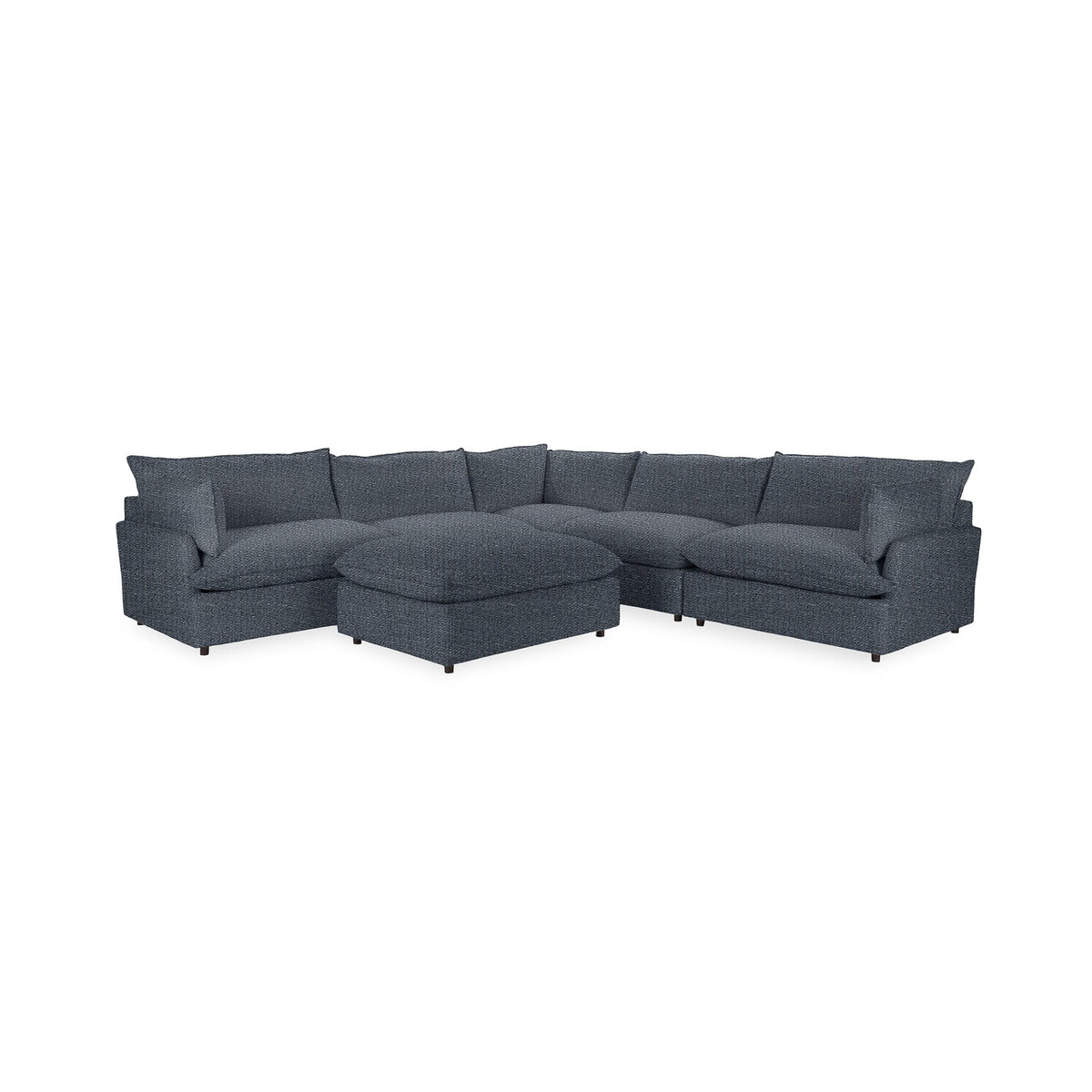 Caplan 6 Piece Sectional with Ottoman - Midnight Denim / Polyester - Classic Home 5308SC622102