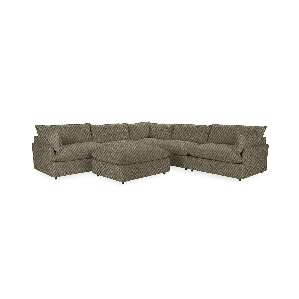 Caplan 6 Piece Sectional with Ottoman - Tuscan Olive / Polyester - Classic Home 5308SC622103