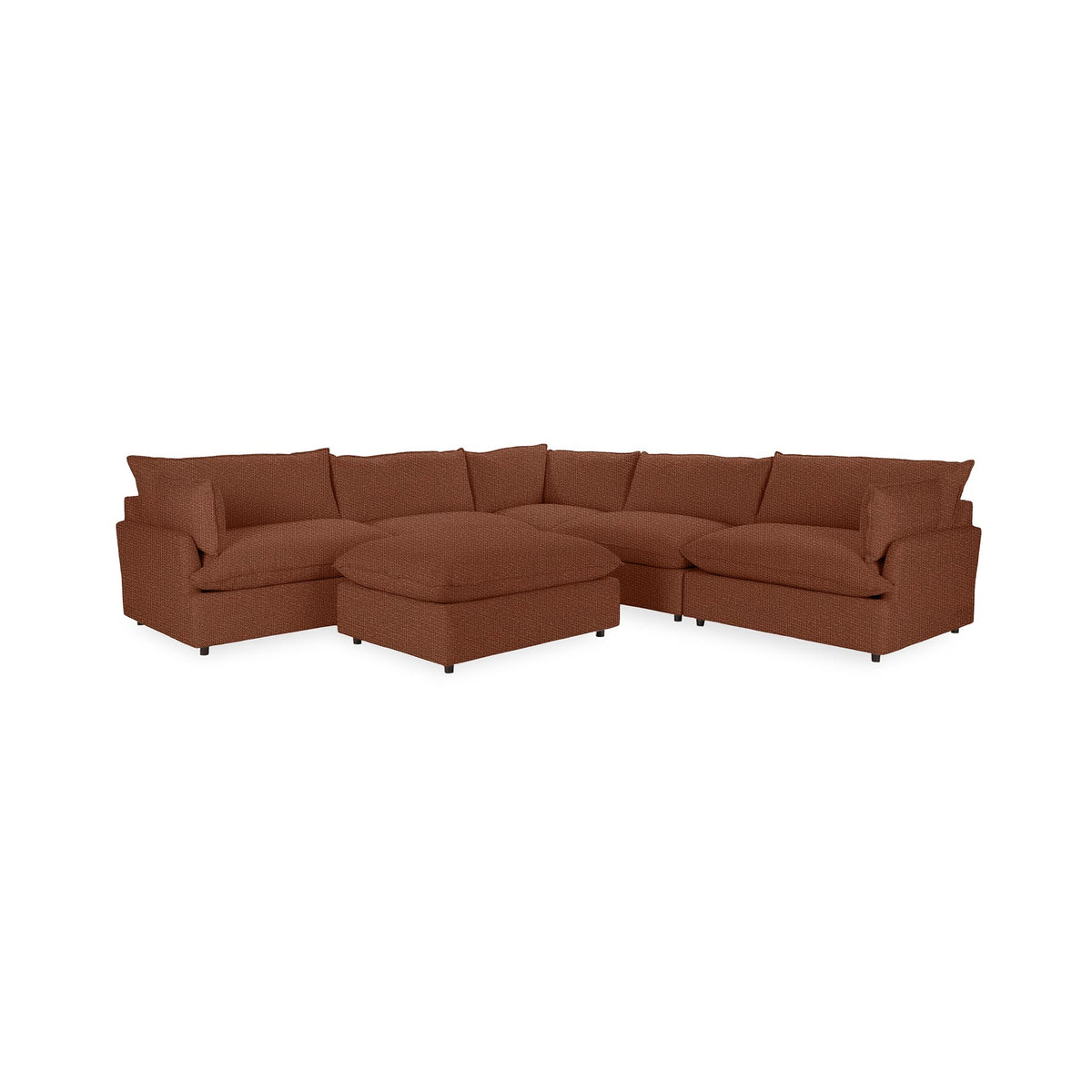 Caplan 6 Piece Sectional with Ottoman - Brick Red / Polyester - Classic Home 5308SC622201