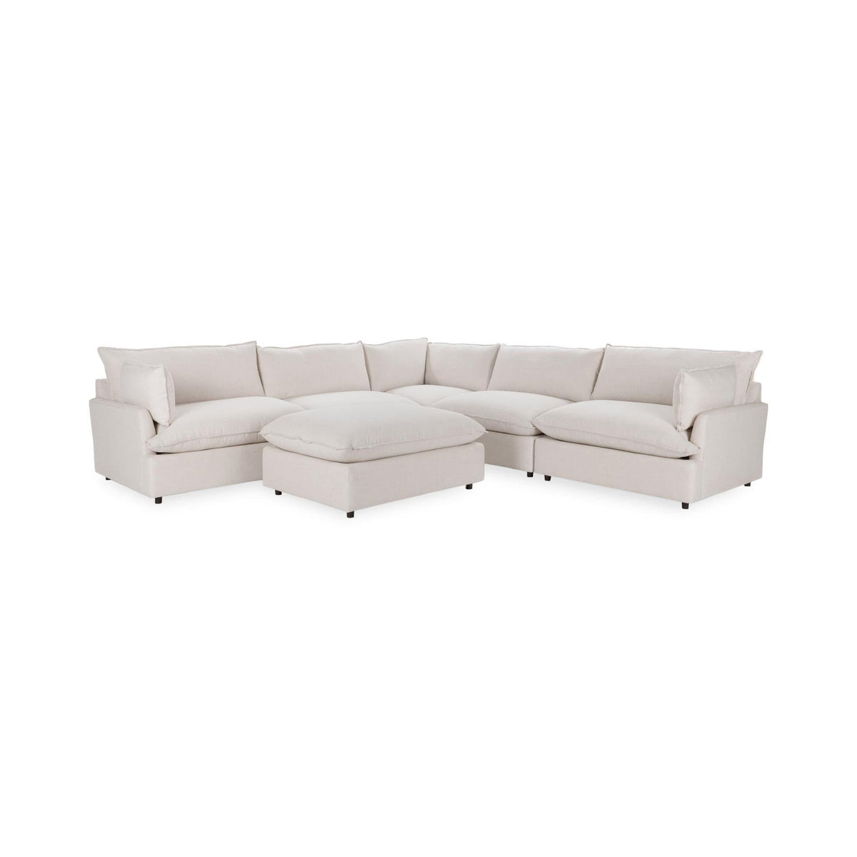 Caplan 6 Piece Sectional with Ottoman - Flax / Polyester - Classic Home 5308SC6DFL