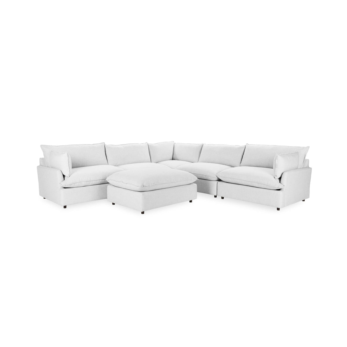Caplan 6 Piece Sectional with Ottoman - Pearl / Polyester - Classic Home 5308SC6DPR