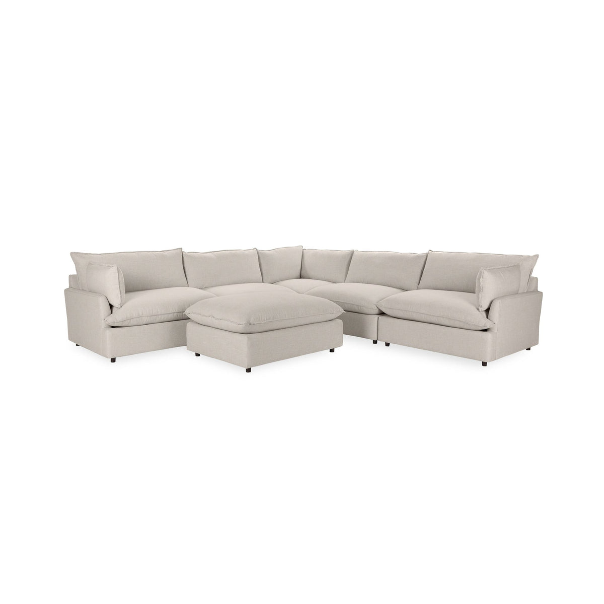 Caplan 6 Piece Sectional with Ottoman - Twine / Polyester - Classic Home 5308SC6DTW