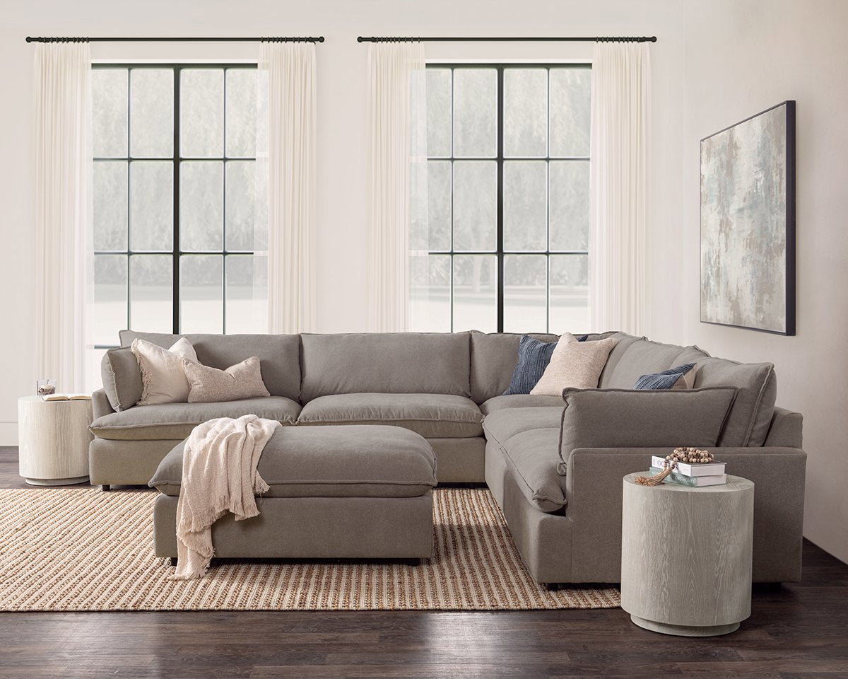 Caplan 6 Piece Sectional with Ottoman - Putty