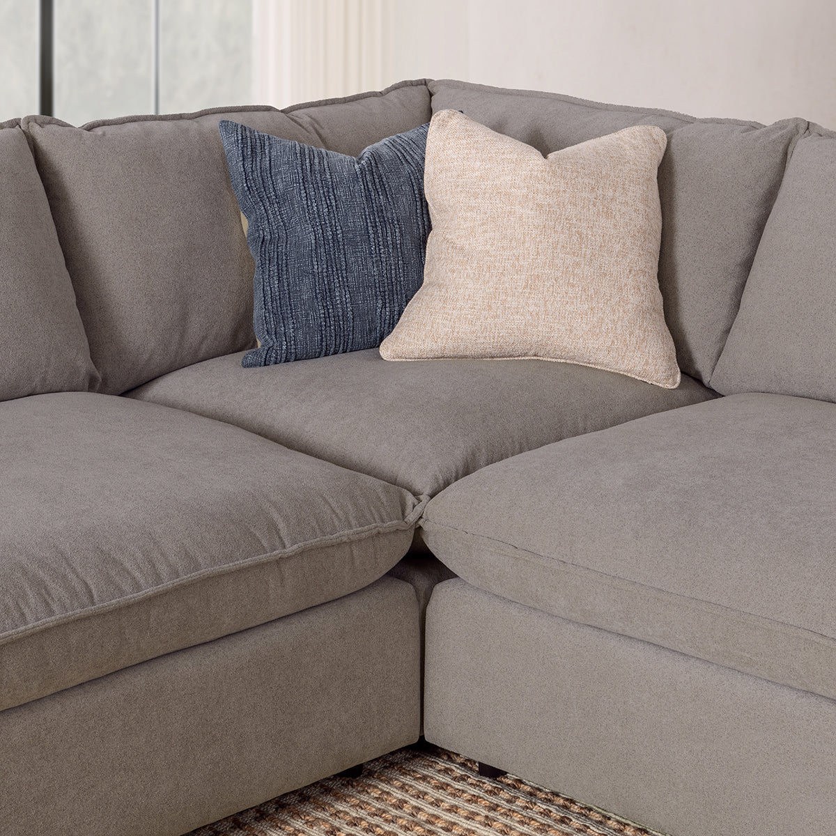 Caplan 6 Piece Sectional with Ottoman - Putty