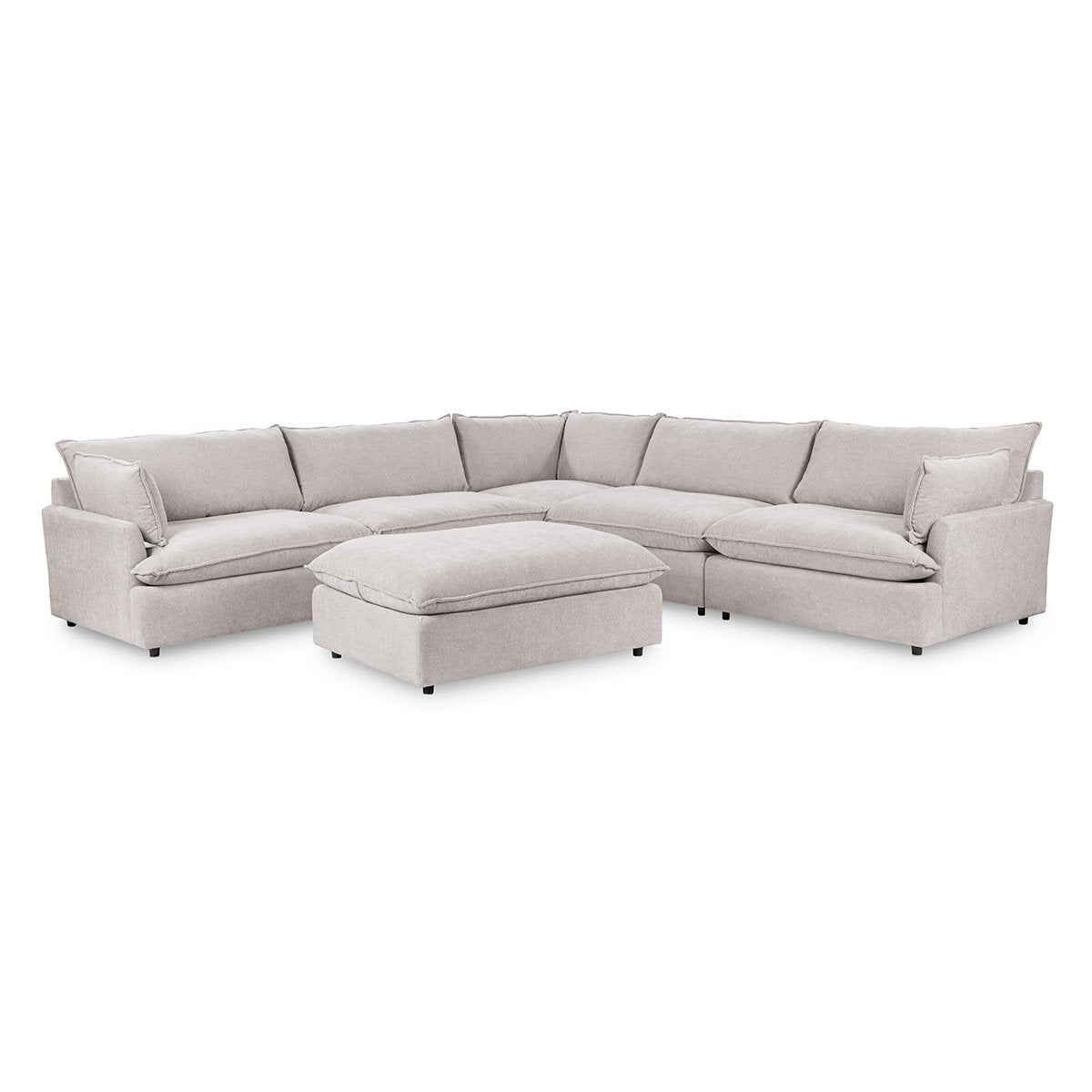 Caplan 6 Piece Sectional with Ottoman - Gray / Polyester - Classic Home 5308SC6EGR