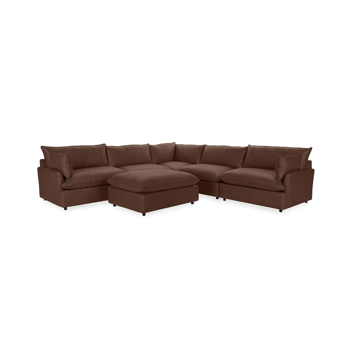 Caplan 6 Piece Sectional with Ottoman - Brown / Leather - Classic Home 5308SC6EPBR