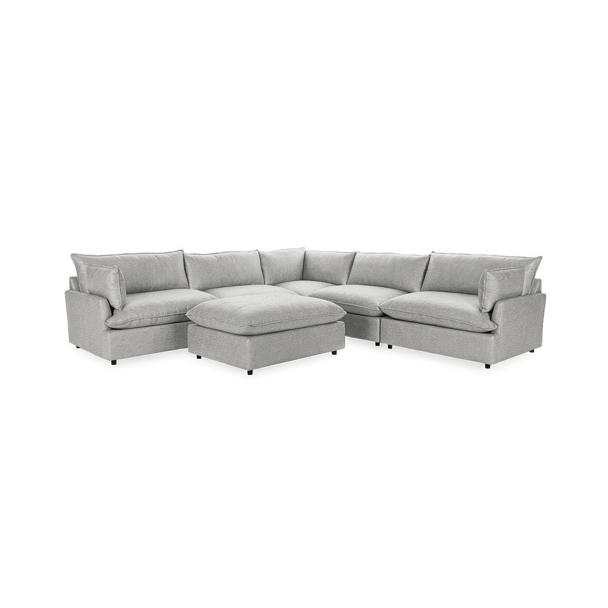 Caplan 6 Piece Sectional with Ottoman - Dove / Leather - Classic Home 5308SC6EPDV