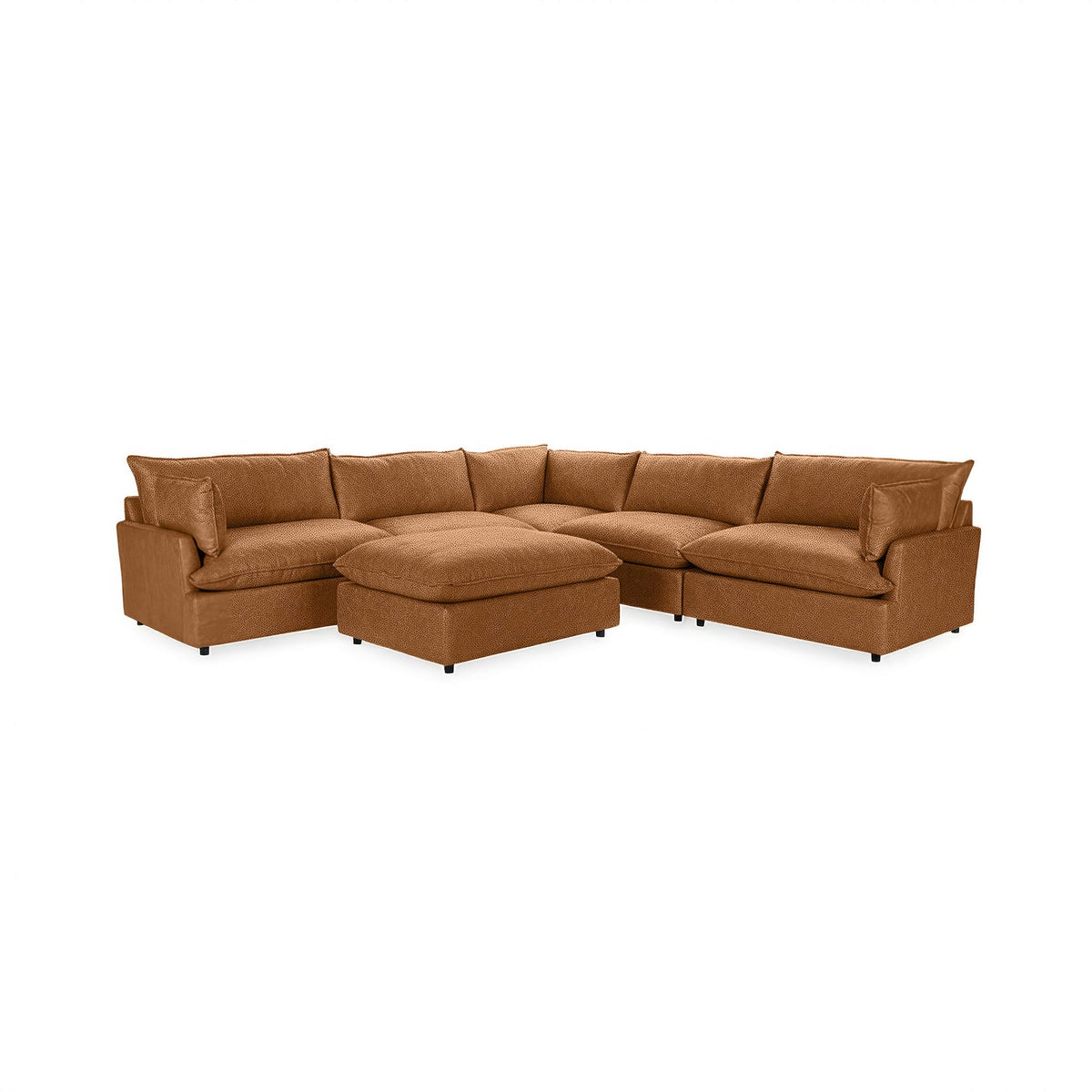 Caplan 6 Piece Sectional with Ottoman - Saddle / Leather - El Paso - Classic Home 5308SC6EPSD