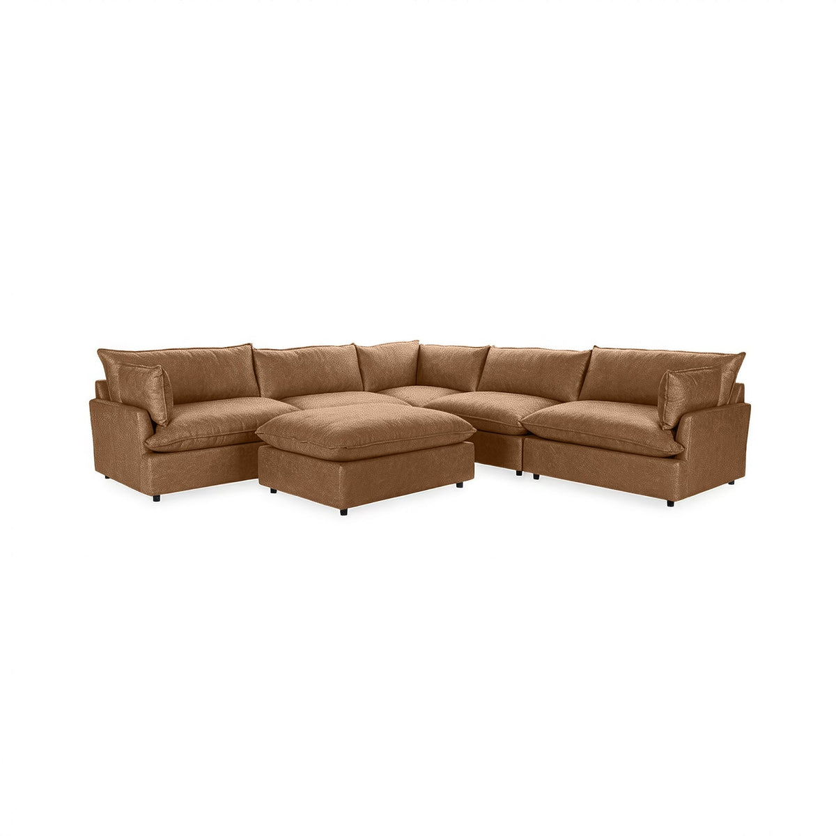 Caplan 6 Piece Sectional with Ottoman - Sand / Leather - Classic Home 5308SC6EPSN