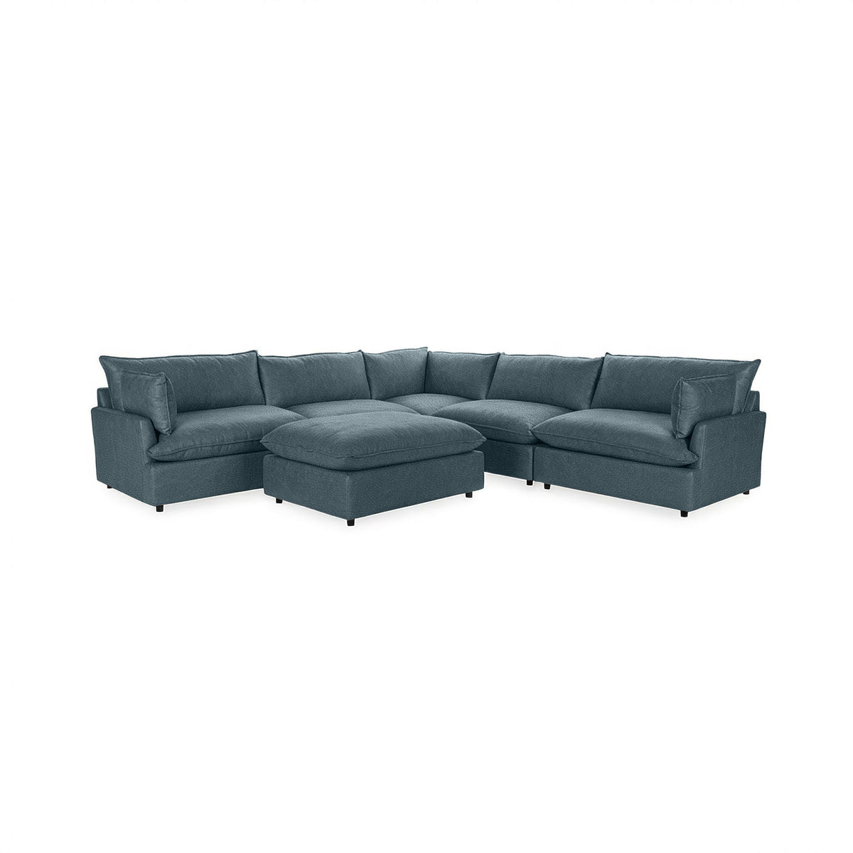 Caplan 6 Piece Sectional with Ottoman - Bayou / Leather - Classic Home 5308SC6LBU