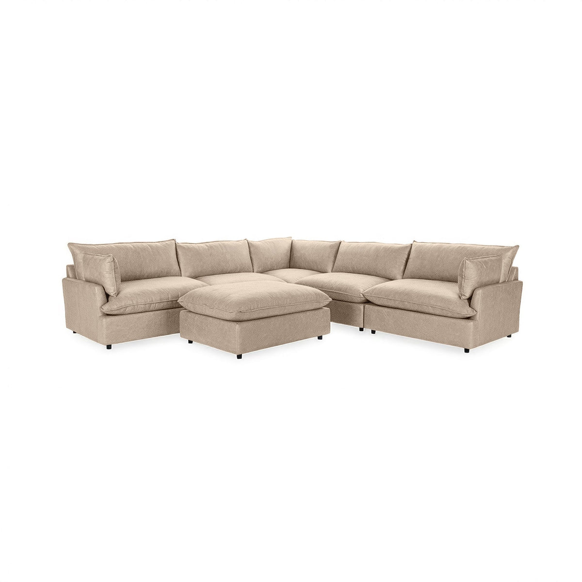 Caplan 6 Piece Sectional with Ottoman - Cashmere / Leather - Classic Home 5308SC6LCM