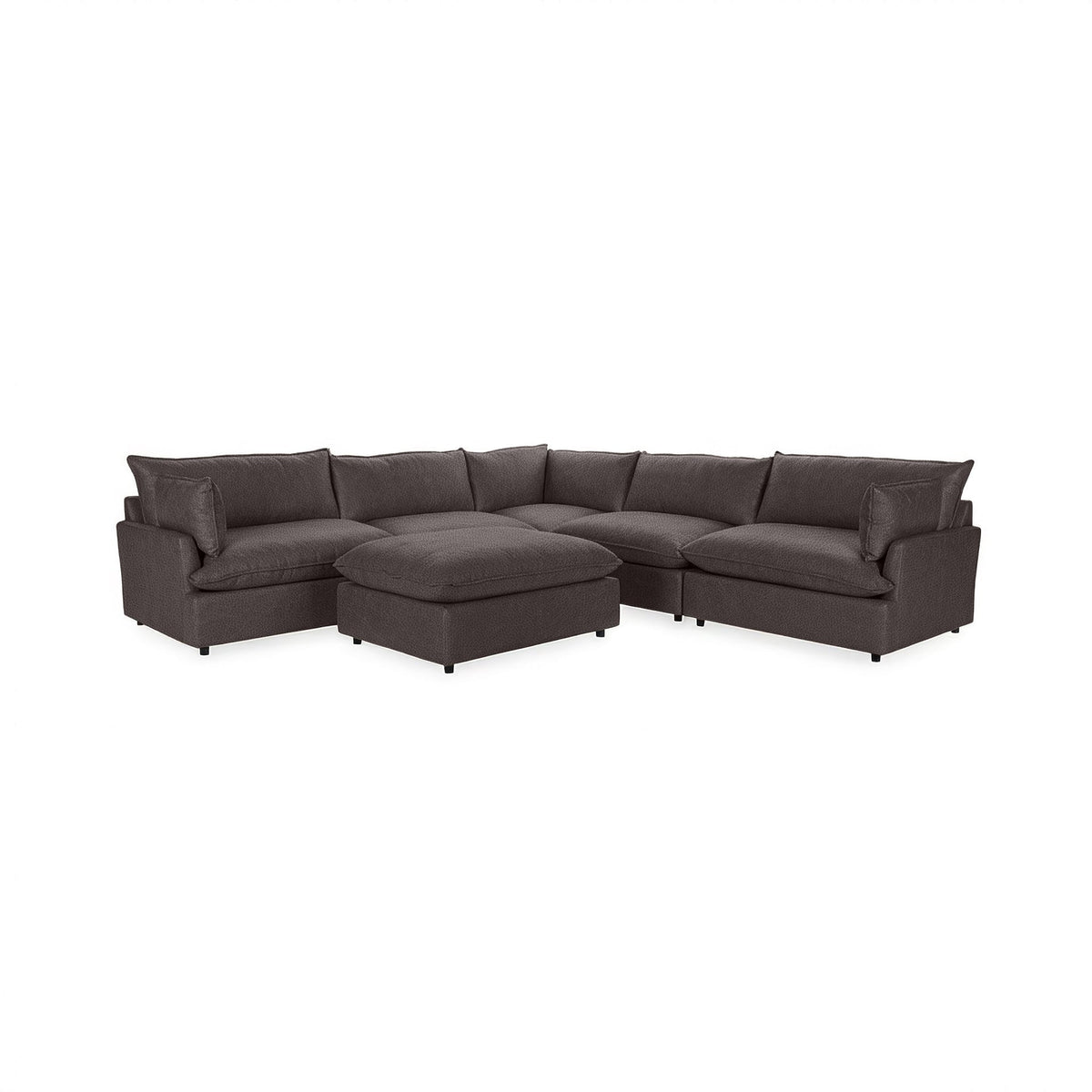 Caplan 6 Piece Sectional with Ottoman - Chocolate / Leather - Classic Home 5308SC6LCO