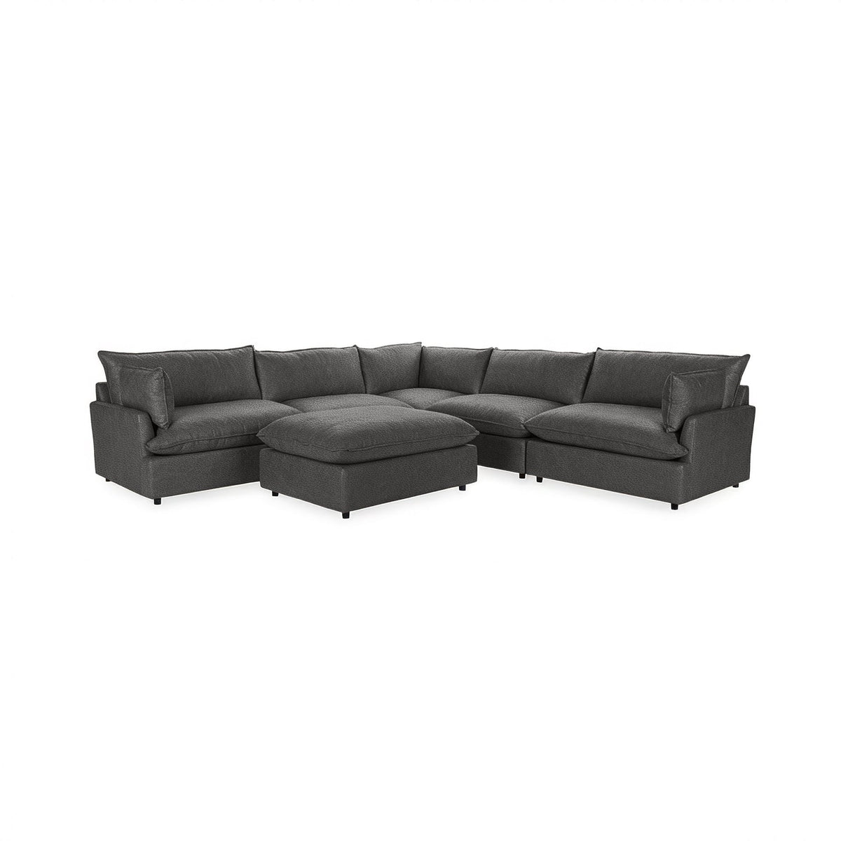 Caplan 6 Piece Sectional with Ottoman - Gray / Leather - Classic Home 5308SC6LGR