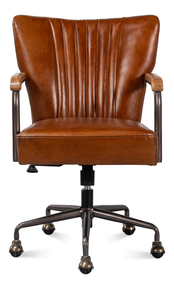 Parker Office Chair, Vintage Havana Lthr by Sarreid Ltd - view 2