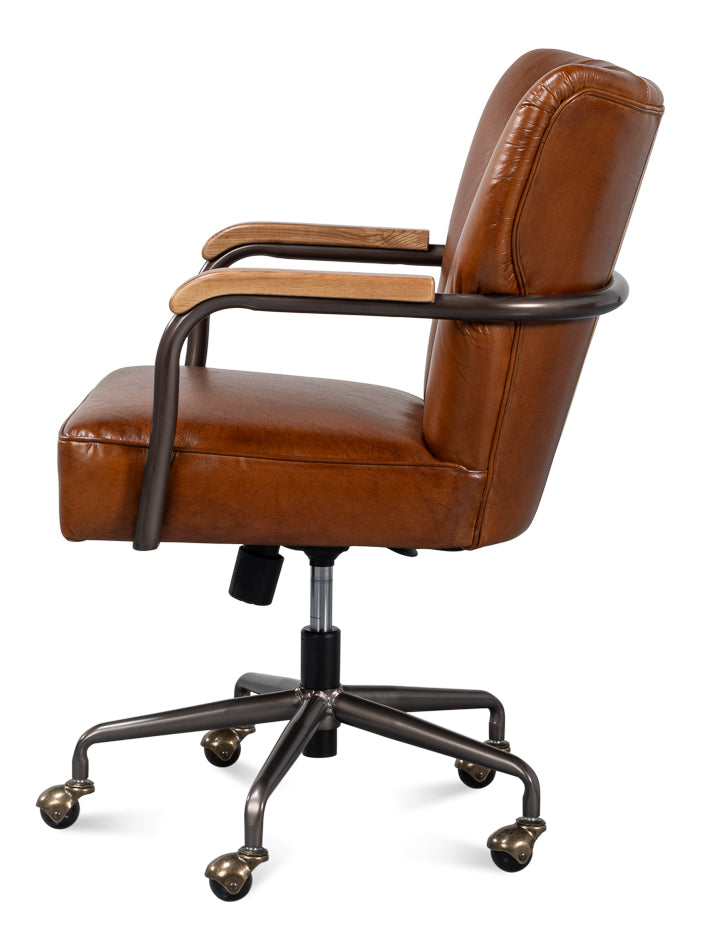 Parker Office Chair, Vintage Havana Lthr by Sarreid Ltd - view 3