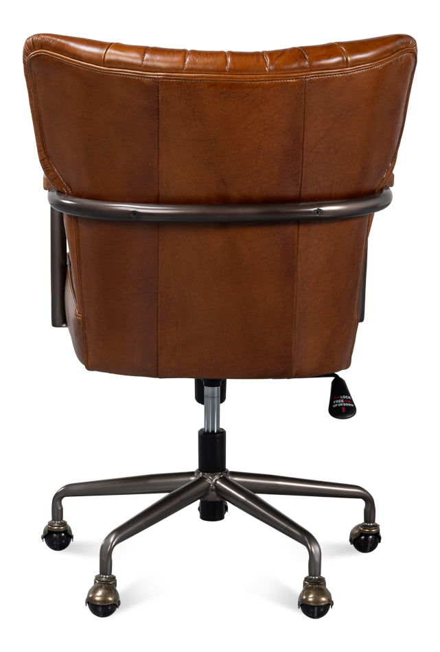 Parker Office Chair, Vintage Havana Lthr by Sarreid Ltd - view 4
