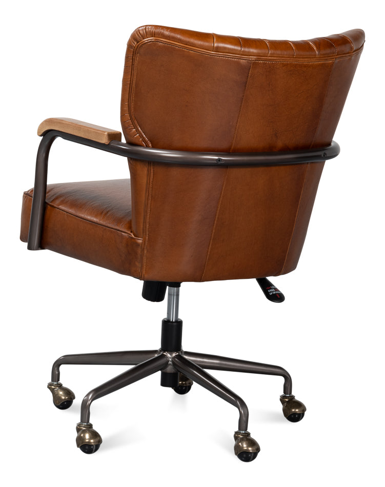 Parker Office Chair, Vintage Havana Lthr by Sarreid Ltd - view 5