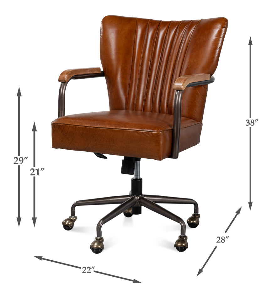 Parker Office Chair, Vintage Havana Lthr by Sarreid Ltd - view 7