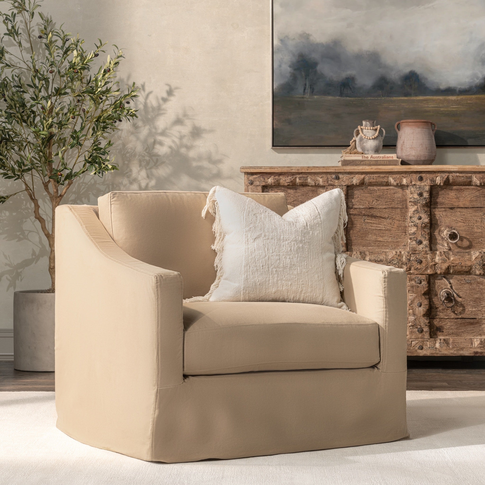 Kipton Swivel Chair - Bliss-Beige