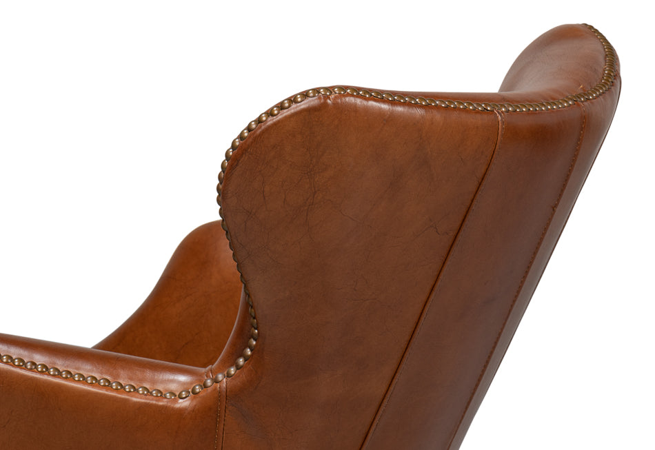Andrew Jackson Desk Chair,Havana Leather by Sarreid Ltd - view 8