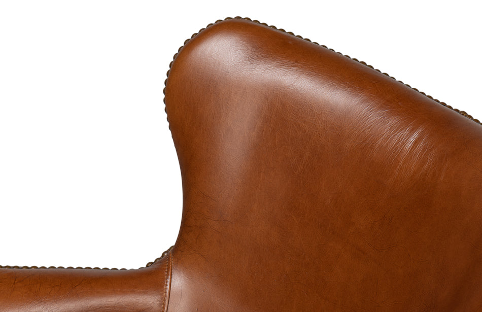 Andrew Jackson Desk Chair,Havana Leather by Sarreid Ltd - view 9