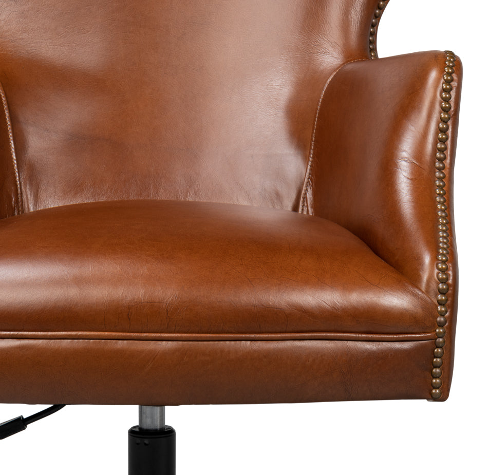 Andrew Jackson Desk Chair,Havana Leather by Sarreid Ltd - view 10