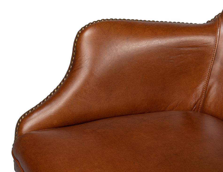 Andrew Jackson Desk Chair,Havana Leather by Sarreid Ltd - view 7