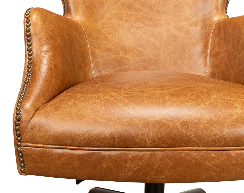 Andrew Jackson Desk Chair, Cuba Brown by Sarreid Ltd - view 9