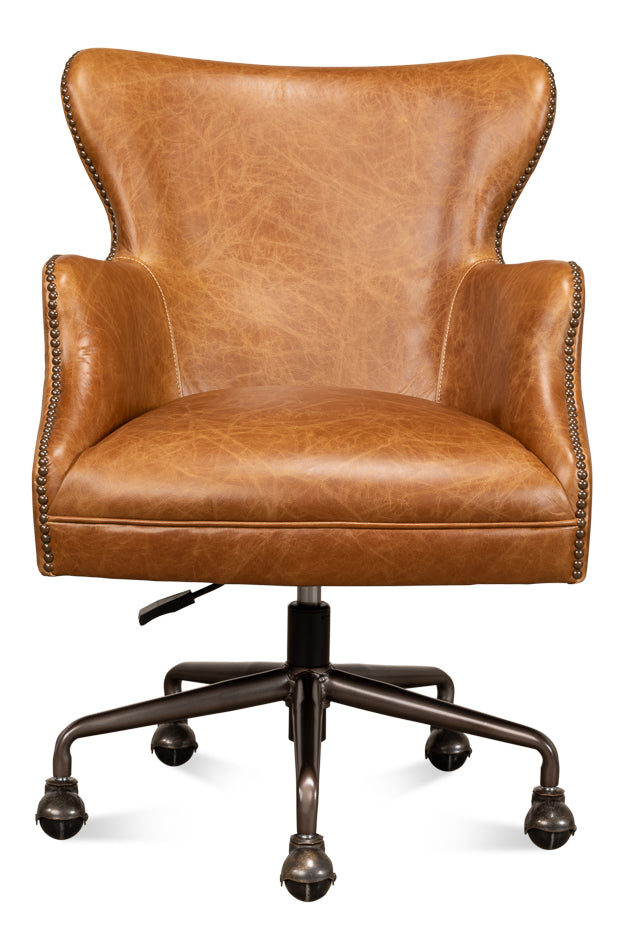 Andrew Jackson Desk Chair, Cuba Brown by Sarreid Ltd - view 2