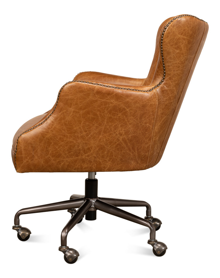 Andrew Jackson Desk Chair, Cuba Brown by Sarreid Ltd - view 3