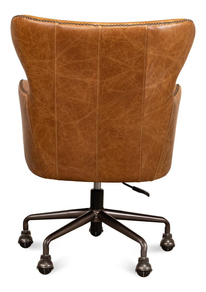 Andrew Jackson Desk Chair, Cuba Brown by Sarreid Ltd - view 4