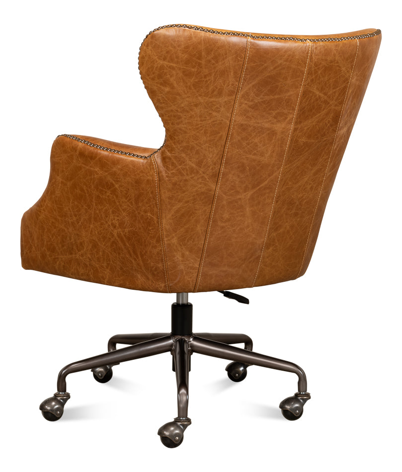 Andrew Jackson Desk Chair, Cuba Brown by Sarreid Ltd - view 6