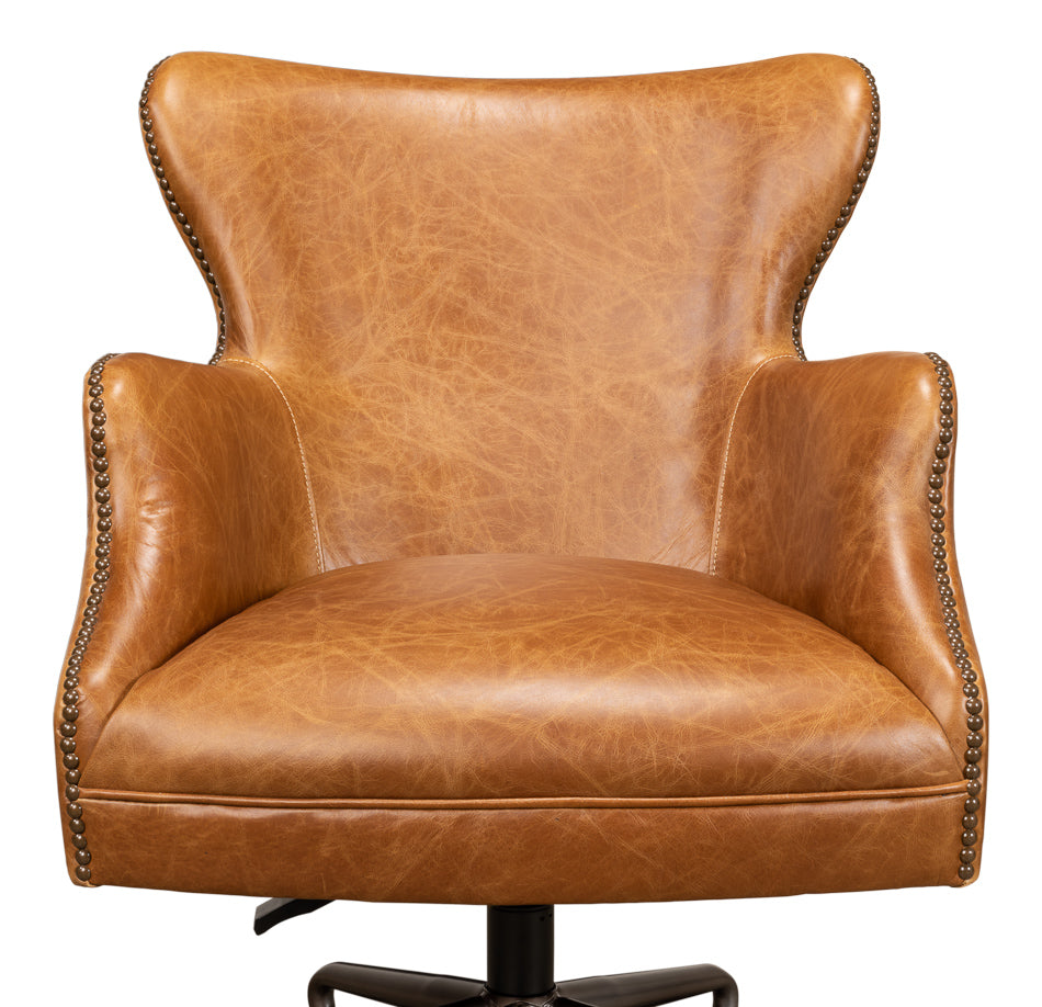 Andrew Jackson Desk Chair, Cuba Brown by Sarreid Ltd - view 7