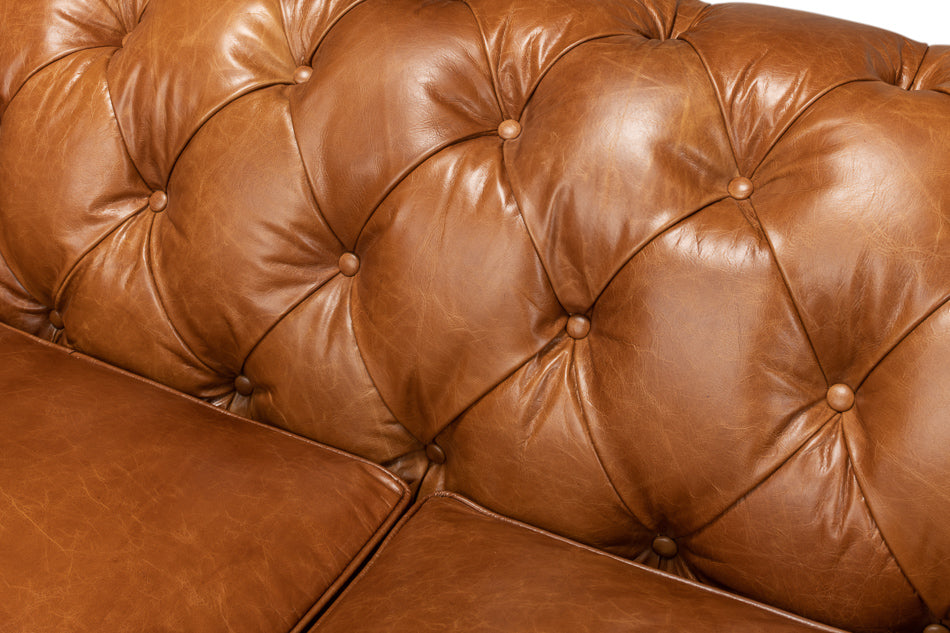 Tufted English Club Sofa, Cuba Brown by Sarreid Ltd - view 8