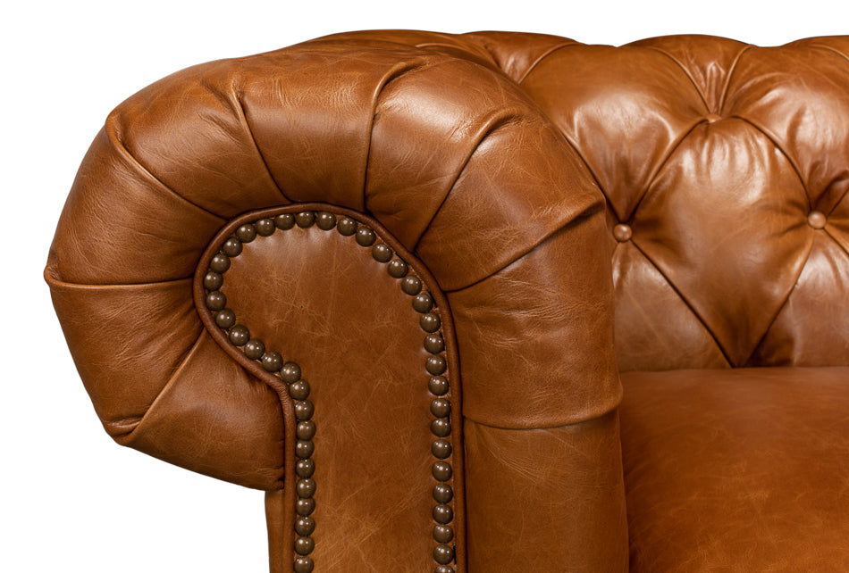 Tufted English Club Sofa, Cuba Brown by Sarreid Ltd - view 9