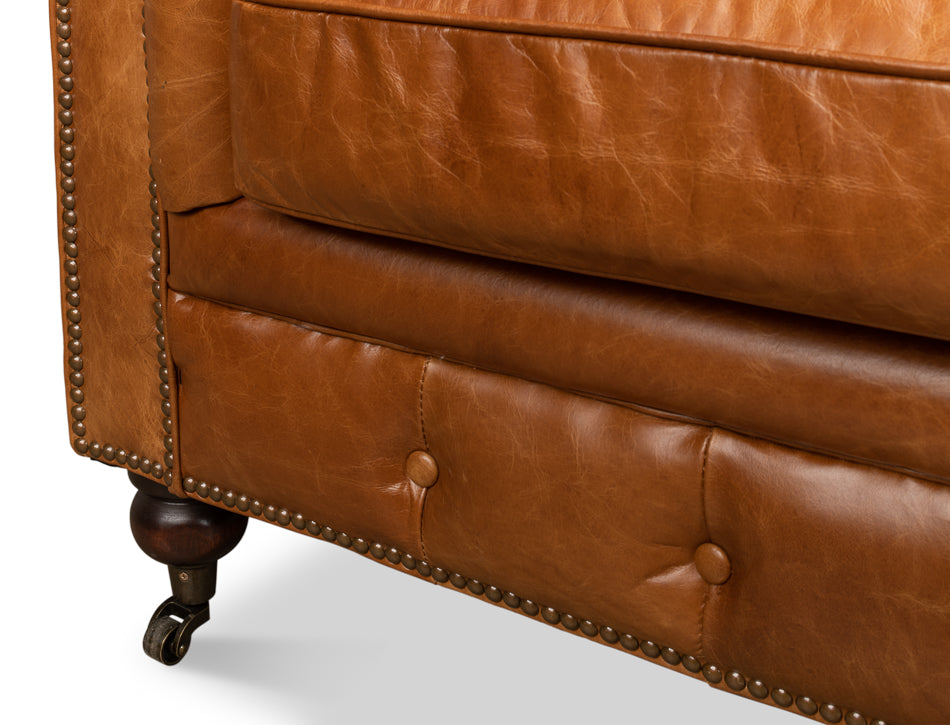 Tufted English Club Sofa, Cuba Brown by Sarreid Ltd - view 10